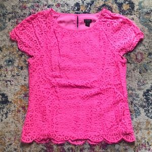 J.Crew Hot Pink Short Sleeved Blouse Size 2